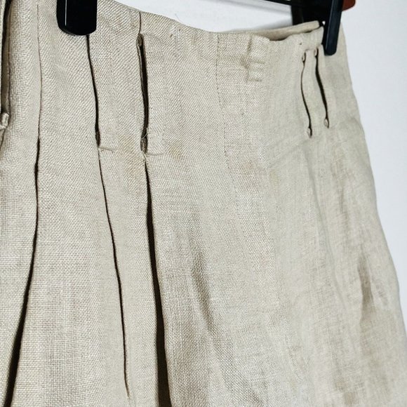 Vintage High Rise Linen Bermuda Shorts Pleated 10 - Picture 7 of 8